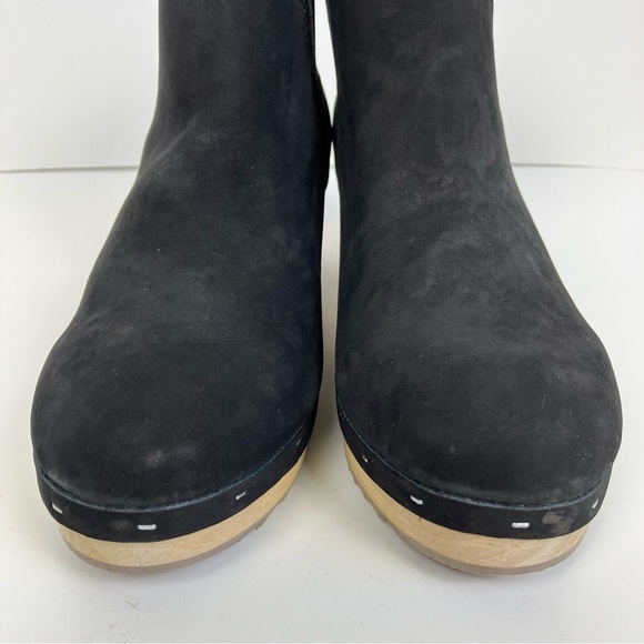Loft Black Suede Platform Clog Boots Pull-on Fall Booties Sz 9 Like New - Picture 7 of 16
